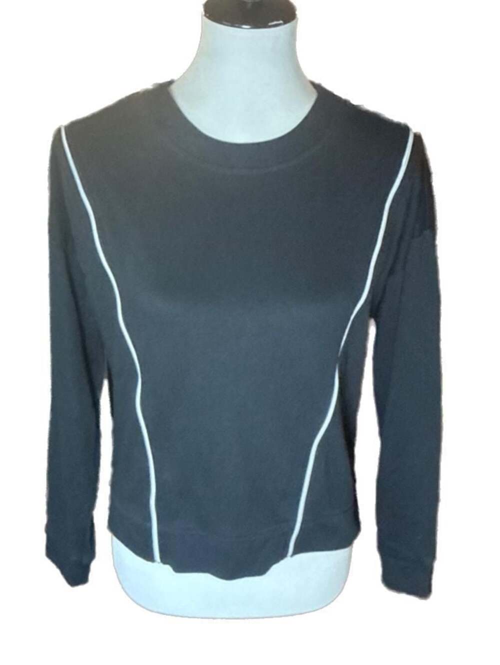 Lucky in Love Black Long Sleeve Moto Style Athletic Top with Zipper Detail, S